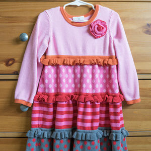 Hanna Andersson Pink Twirl Sweater Dress 4T 100